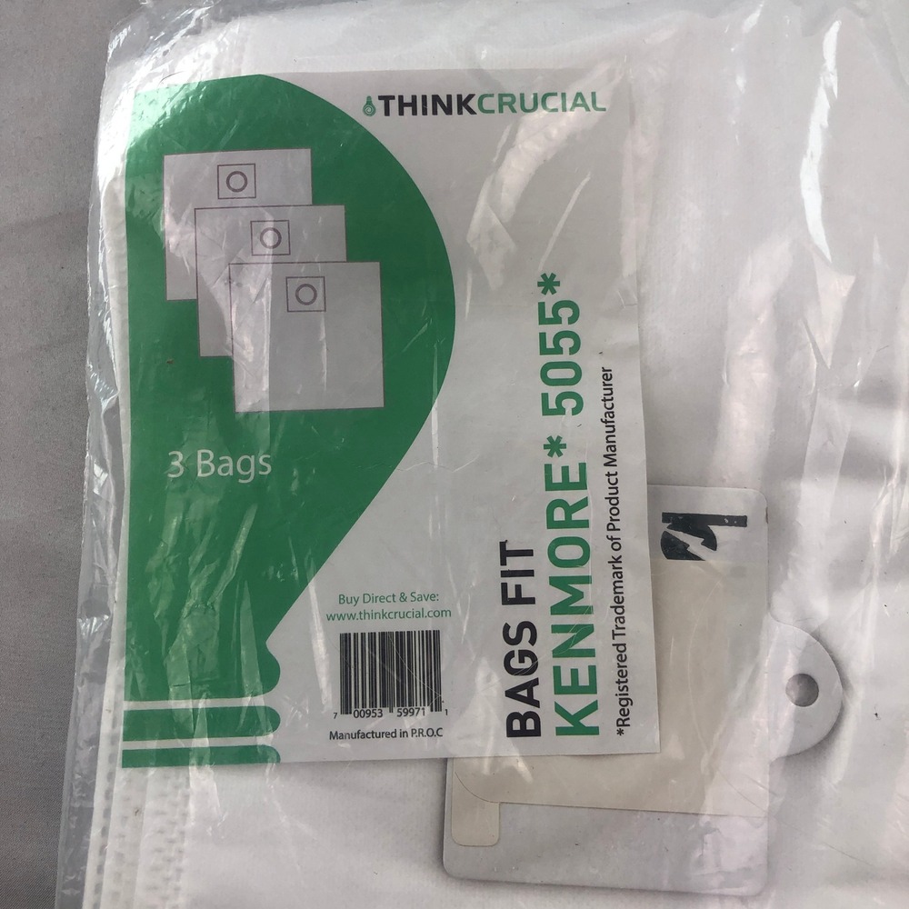Think Crucial 3 Pack Vacuum Bags Fit Kenmore 5055 Canister White Synthetic Cloth